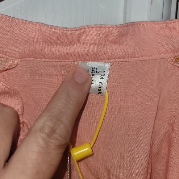 Bohemian Orange Cowgirl Long Lantern Sleeve Swing Mini Dress XL Festival Pockets - Picture 7 of 8